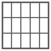 15 ruutua (3 ruutua vierekkäin - 5 ruutua allekkain) L1090-2390 x K1090-2390