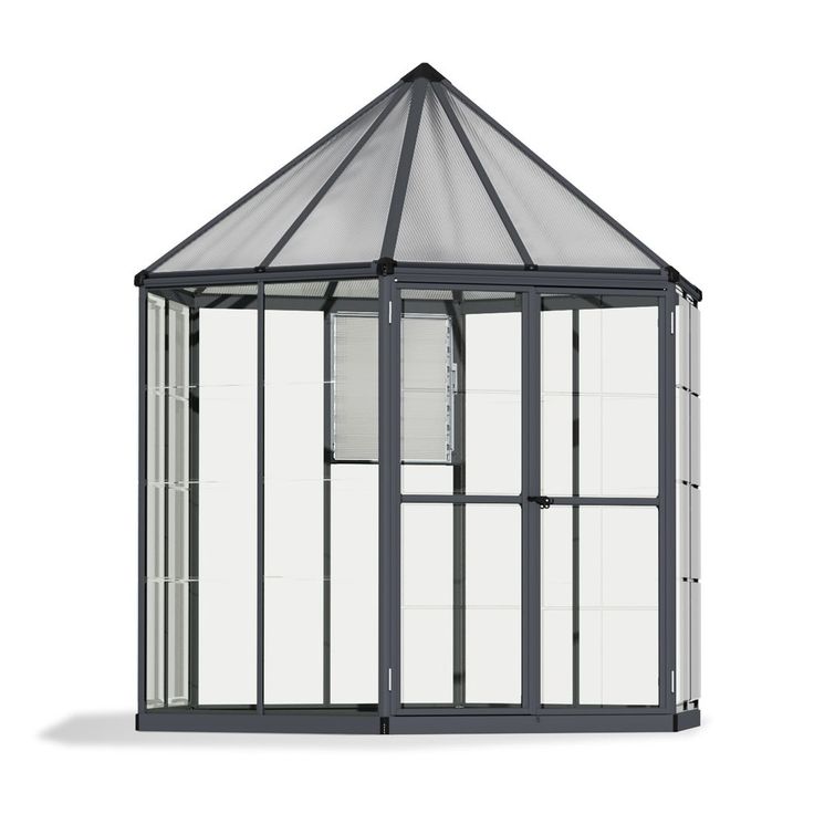 Kasvihuone Palram-Canopia Oasis, 5,3m², 6-kulmainen, 8ft, harmaa