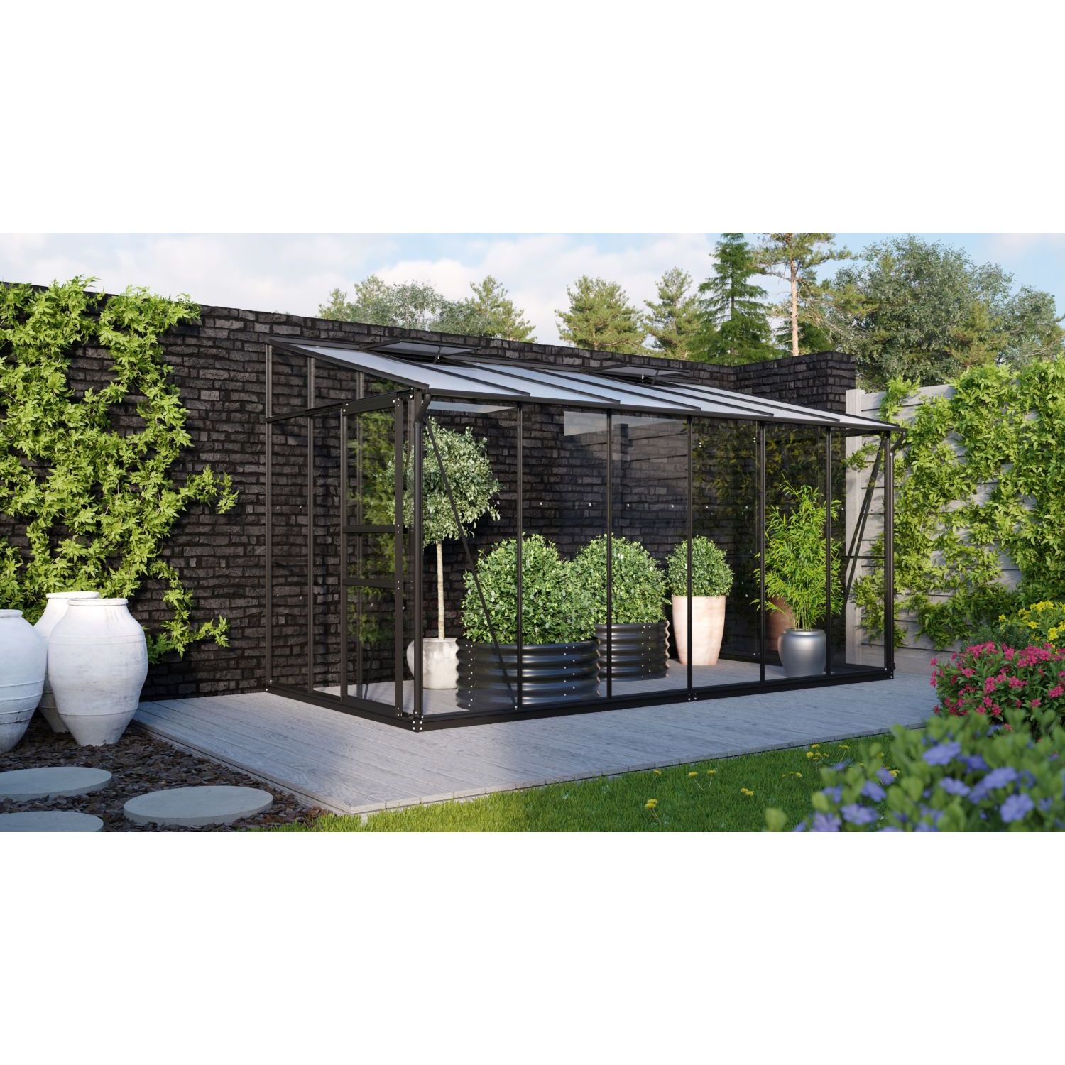 Kasvihuone Vitavia, Ida, 7.8m², alumiinirunko, lasi, musta