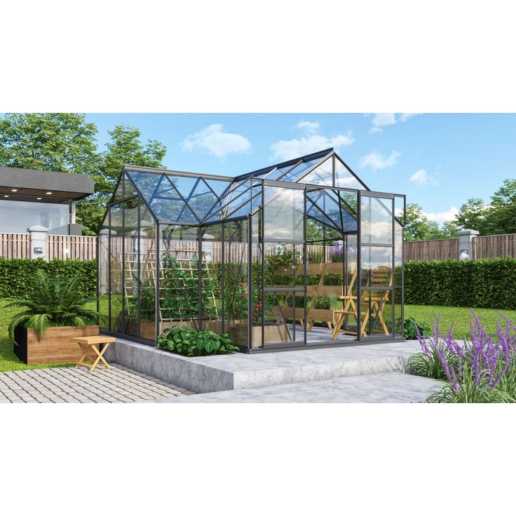 Kasvihuone Vitavia Sirius 13m² alumiinirunko musta