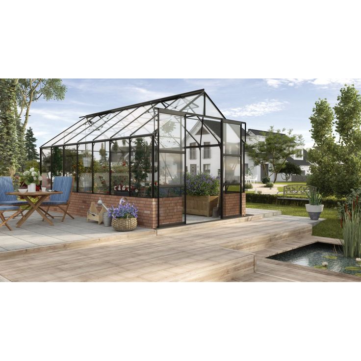 Kasvihuone Vitavia Cassandra 11.5m² alumiinirunko lasi musta