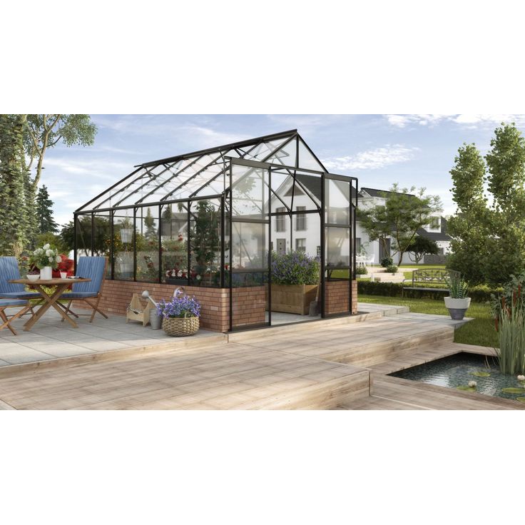 Kasvihuone Vitavia Cassandra 9.9m² alumiinirunko lasi musta
