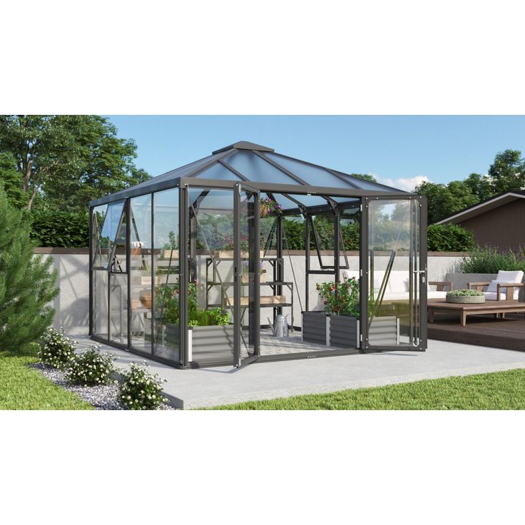 Kasvihuone Vitavia Fortuna 10m² alumiinirunko musta