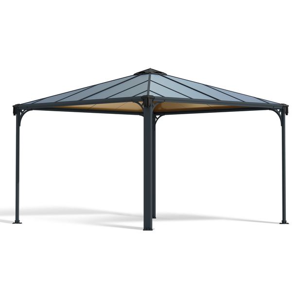 Paviljonki Palram-Canopia Palermo 3600, 3.6x3.6m, 13m², harmaa, Verkkokaupan poistotuote