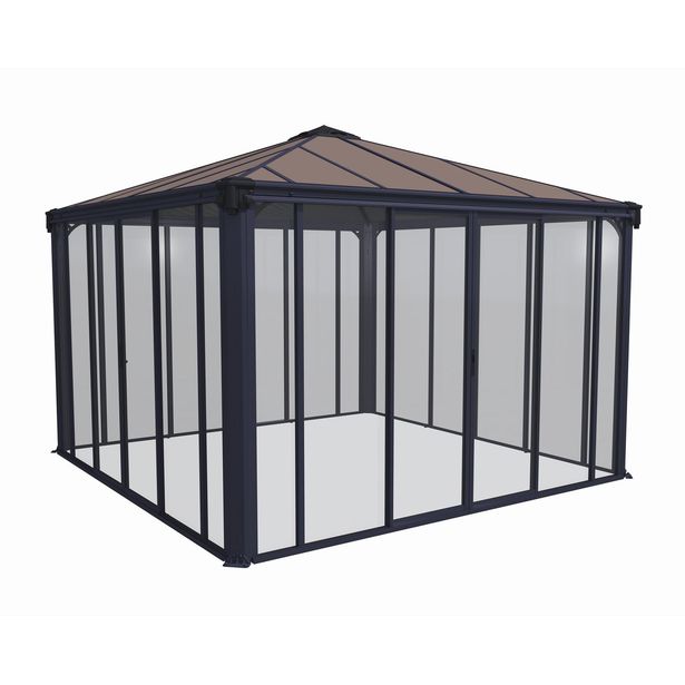 Ovellinen paviljonki Palram-Canopia Ledro 3600, 3.6x3.6m, 13m², harmaa