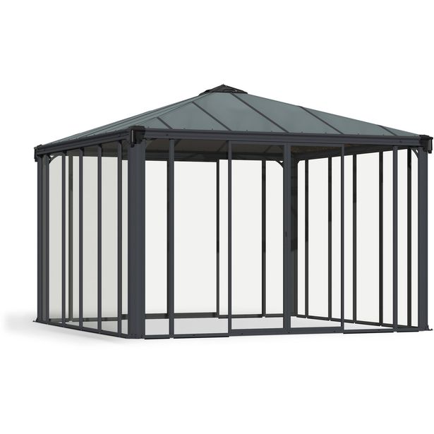 Ovellinen paviljonki Palram-Canopia Ledro 3600, 3.6x3.6m, 13m², harmaa