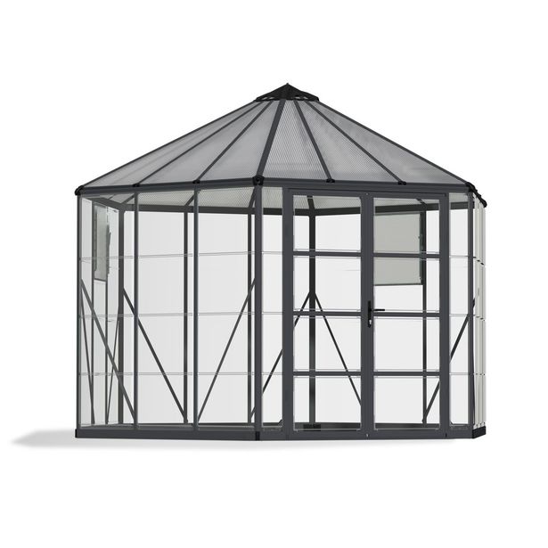 Kasvihuone Palram-Canopia Oasis, 11,5m², 6-kulmainen, 12ft, harmaa