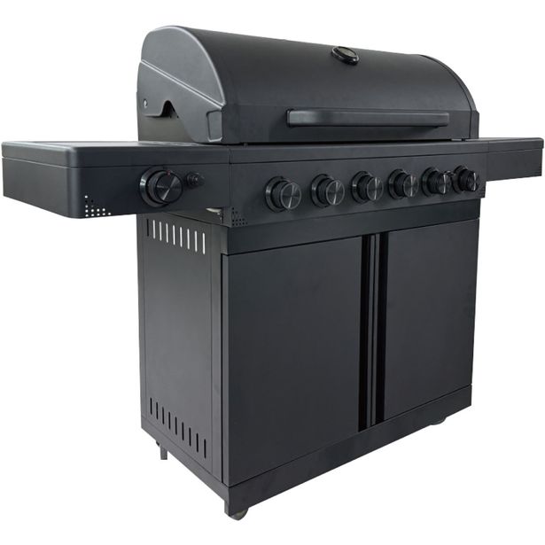 Kaasugrilli Lucifer Black 6.1, 6 poltinta, sivukeitin ja lämpöhylly