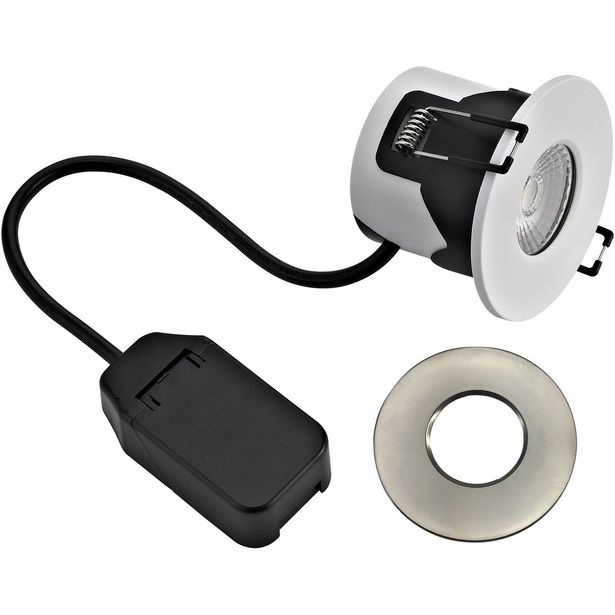 LED-alasvalo Harju Kameleontti, 5W, 3000/4000K, IP44, valkoinen/teräs