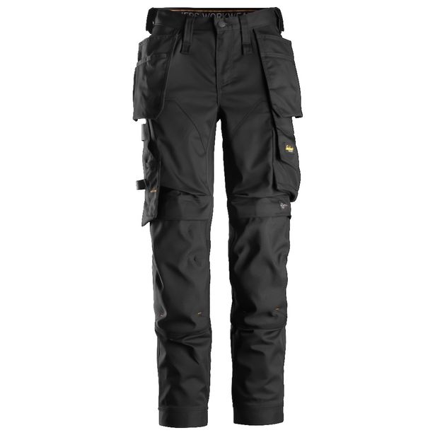 Naisten riipputaskuhousut Snickers Workwear AllroundWork 6247 Stretch, musta