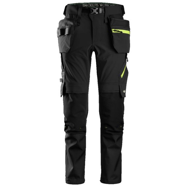 Softshell-housut Snickers Workwear FlexiWork 6940, musta