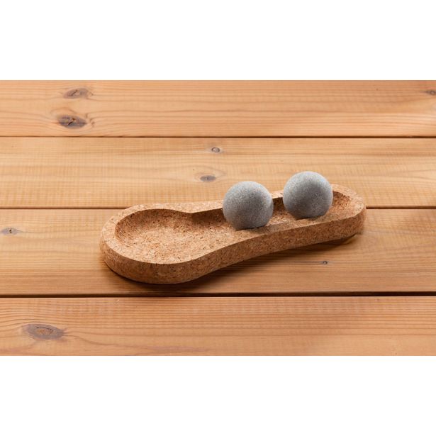 Jalkahierontalaite Solejoy, 45mm/250x108x20mm, vuolukivi, sis. 2 kpl kivipalloja + 1 kpl korkkialusta