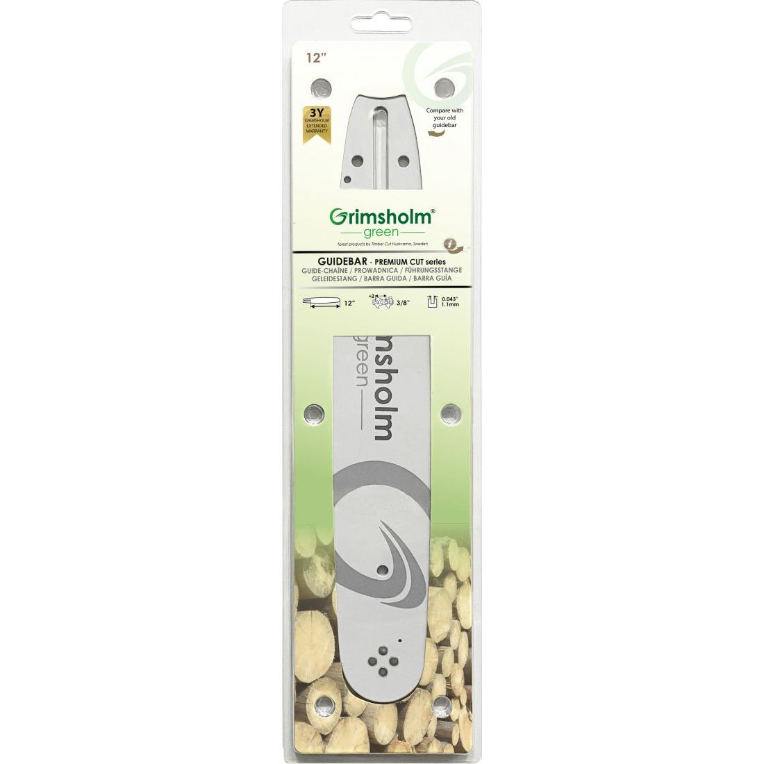 Moottorisahan laippa Grimsholm 12" 3/8" 1.1mm Premium Cut