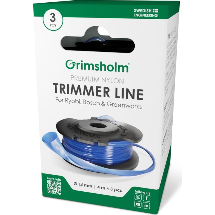 Trimmerisiima ja kasetti Grimsholm Ryobi Bosch.greenworks -laitteille
