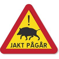 Magneettikyltti 5etta metsästys käynnissä kolmio