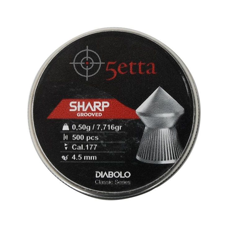 Ilmakiväärin luodit 5etta Sharpgrooved 4.5mm 0.5g / 7.71gr 500kpl