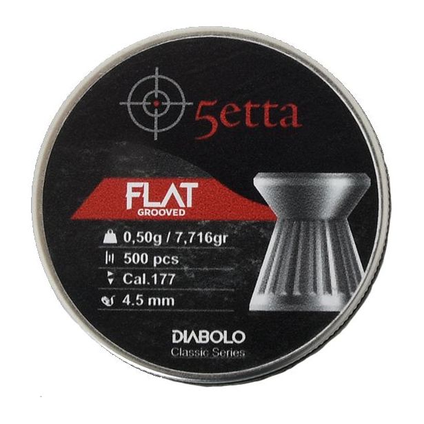 Ilmakiväärin luodit 5etta Flatgrooved 4.5mm 0.5g / 7.71gr 500kpl