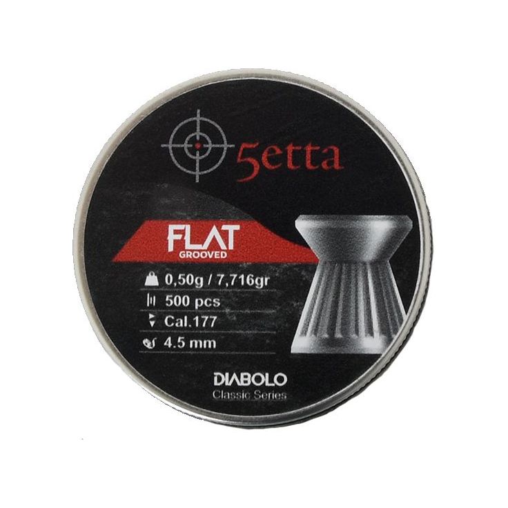 Ilmakiväärin luodit 5etta Flatgrooved 4.5mm 0.5g / 7.71gr 500kpl