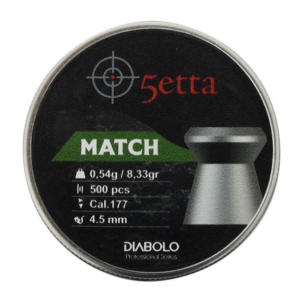 Ilmakiväärin luodit 5etta Match 4.5mm 0.54g / 8.33gr 500kpl