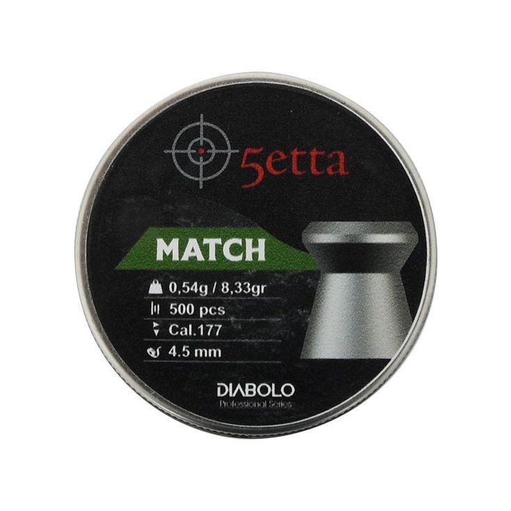 Ilmakiväärin luodit 5etta Match 4.5mm 0.54g / 8.33gr 500kpl