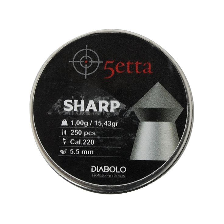 Ilmakiväärin luodit 5etta Sharp 5.5mm 1g / 15.43gr 250kpl
