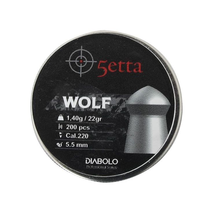 Ilmakiväärin luodit 5etta Wolf 5.5mm 1.40g / 22gr 200kpl