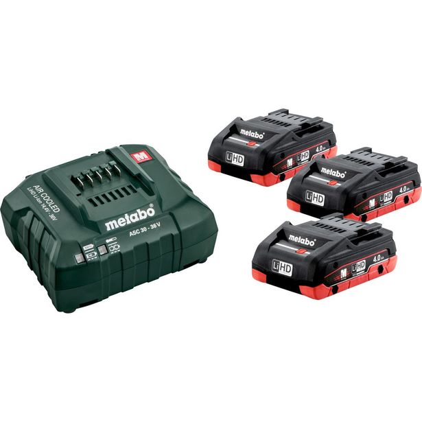 Akku ja laturi Metabo 18V 3x4,0 Ah LiHD ASC 30-36V