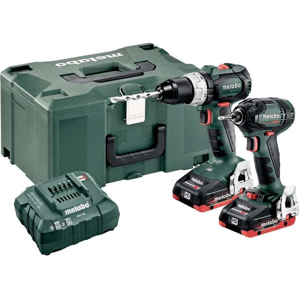 Työkalupaketti Metabo Combo Set 2.1.12 18V BL LiHD SB 18 LT BL + SSD 18 LTX 200 BL sisältää 2x4Ah LiHD-akut ja laturin ASC 55