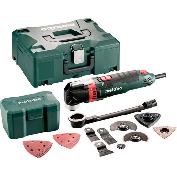 Monitoimityökalu Metabo MT 400 Quick Set sisältää tarvikkeet puulle ja kaakelille