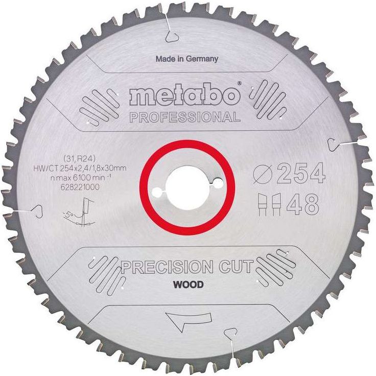 Pyörösahanterä Metabo HM Precision Cut Wood-Professional 254x30 Z40 WZ 20°
