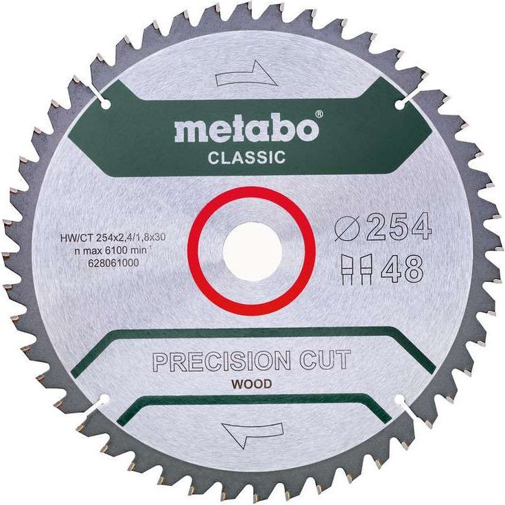 Pyörösahanterä Metabo HM Precision Cut Wood-Classic 254x30 Z48 WZ 5° neg