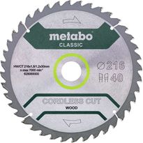 Pyörösahanterä Metabo HM Precision Cut Wood-Classic 216x30 Z40 WZ 5°