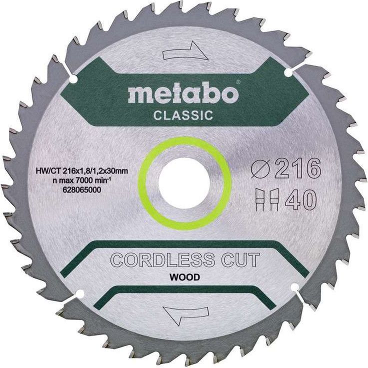 Pyörösahanterä Metabo HM Precision Cut Wood-Classic 216x30 Z40 WZ 5°