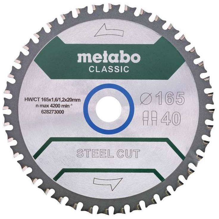 Pyörösahanterä Metabo Steel Cut-Classic 165x20 Z40 FZFA/FZFA 4°