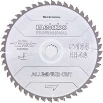 Pyörösahanterä Metabo Aluminium Cut-Professional 165x20 Z48 FZ/TZ 5° neg