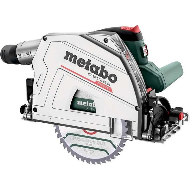 Pöyrösaha Metabo KT 18 LTX 66 BL 18V metaBOX 340 -säilytyslaatikossa ilman akkua ja laturia