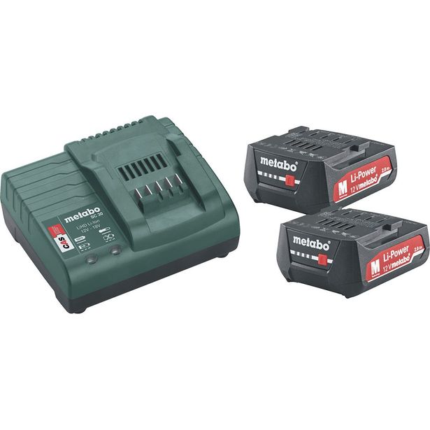 Akkupaketti Metabo 12V 2x2.0 Ah laturilla SC 30