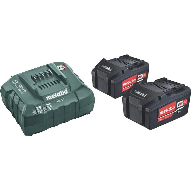 Akkupaketti Metabo 18V 2x4,0 Ah laturilla ASC 55