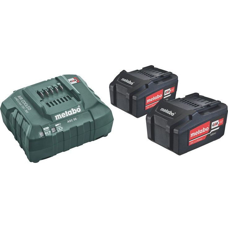 Akkupaketti Metabo 18V 2x4,0 Ah laturilla ASC 55