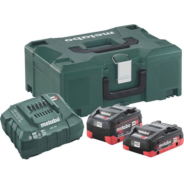 Akkupaketti Metabo 18V 1x4,0 Ah LiHD ja 1x5.5 Ah LiHD laturilla ASC 55