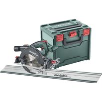 Akkupyörösahasetti Metabo KS 18 LTX 57 FS 18V sisältää FS 160 -ohjauskiskon ilman akkua ja laturia