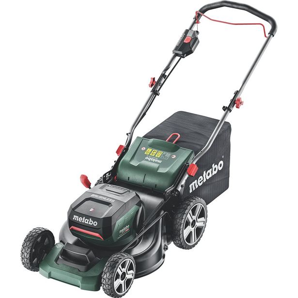 Akkuruohonleikkuri Metabo RM 36-18 LTX BL 46 18V sisältää 2x5.2Ah akut ja ASC 145 Duo -laturin