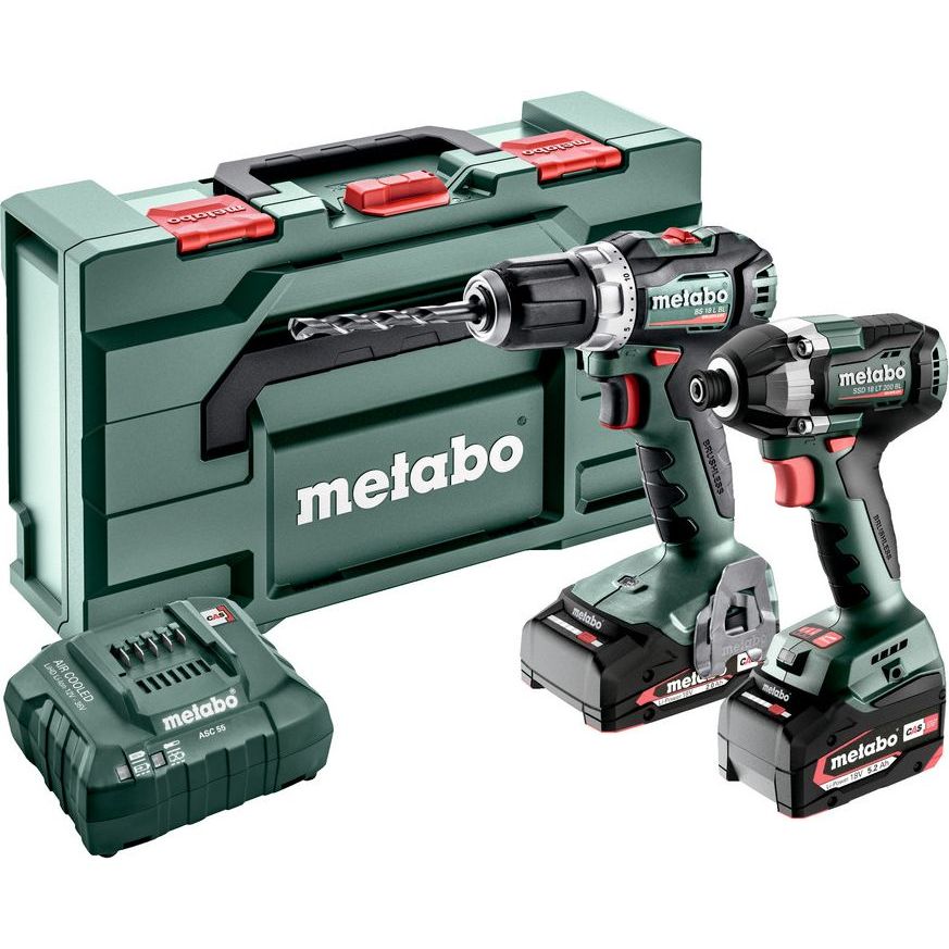 Työkalupaketti Metabo Combo Set 2.8.3 18V sisältää 2x2.0Ah ja 5.2Ah akut ja laturin ASC 55