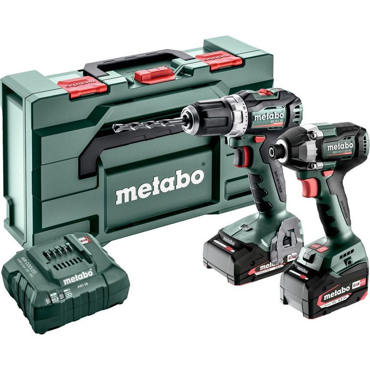 Työkalupaketti Metabo Combo Set 2.8.3 18V sisältää 2x2.0Ah ja 5.2Ah akut ja laturin ASC 55