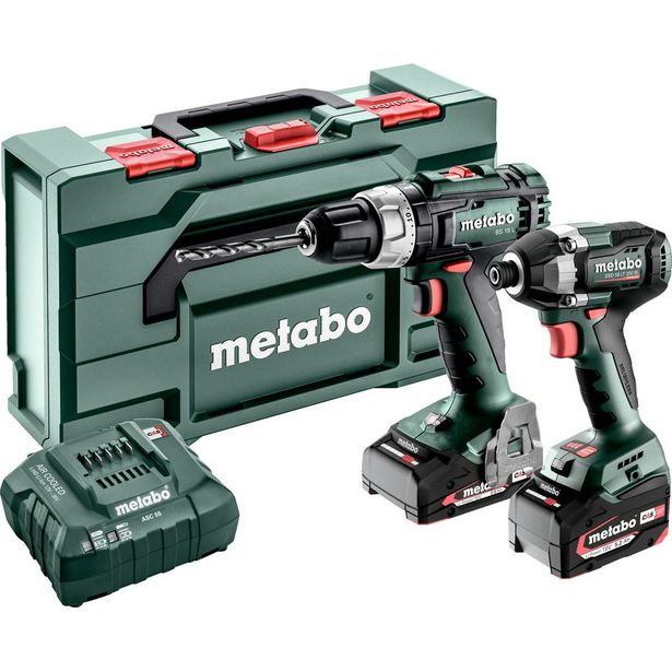 Työkalupaketti Metabo Combo Set 2.8.2 18V sisältää 2x2.0Ah ja 4,0Ah akut ja laturin ASC 55
