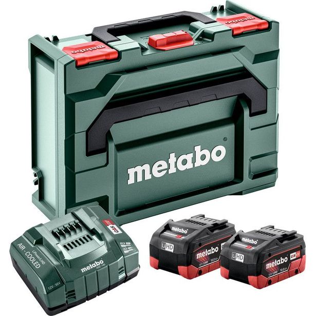 Akkusarja Metabo 2x10.0 Ah LiHD laturilla ASC 145