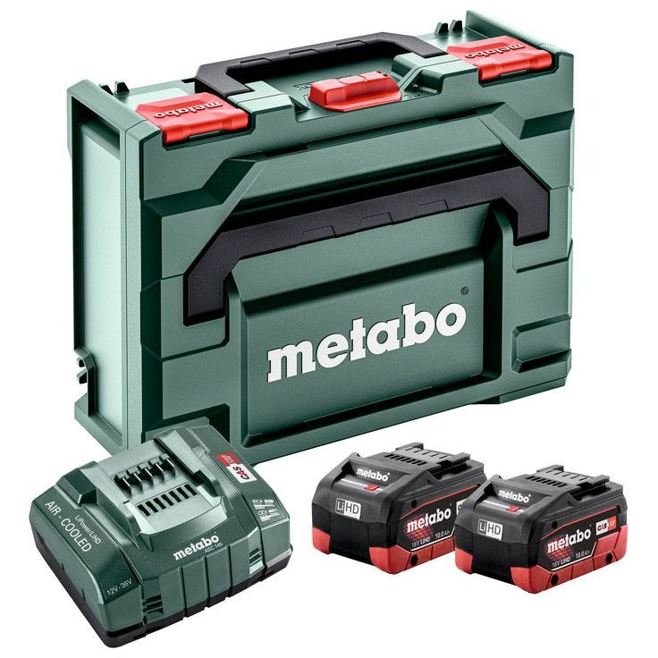 Akkusarja Metabo 2x10.0 Ah LiHD laturilla ASC 145
