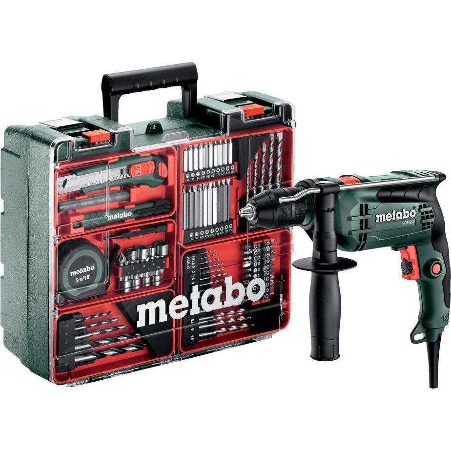 Iskuporakone Metabo SBE 650W sisältää lisätarvikkeet
