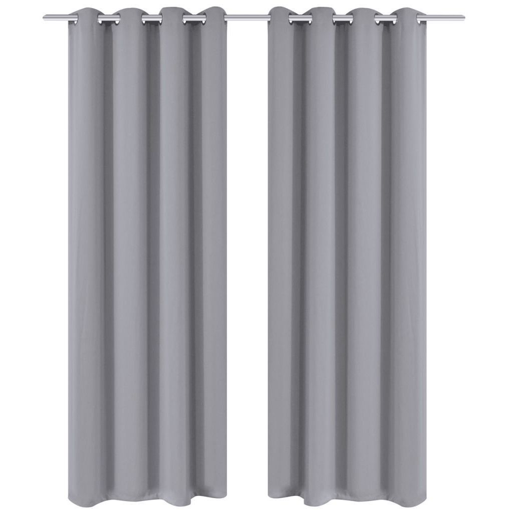Harmaat pimennysverhot metallirenkailla 2 kpl 135 x 245 cm