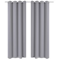 Harmaat pimennysverhot metallirenkailla 2 kpl 135 x 245 cm